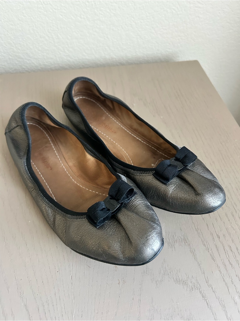 Salvatore Ferragamo My Joy metallic leather ballet flats